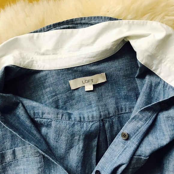 Ann Taylor LOFT chambray embellished collar shirt - Picture 7 of 7
